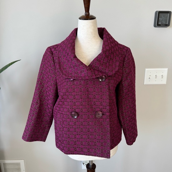 Isaac Mizrahi for Target 60s Style Elegant Pink w/Metallic Cropped Sleeve Jacket - Picture 7 of 7